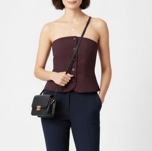 Maison D'Amelie Strapless Waistcoat Womens Size 0 Burgundy Brown Corset Vest